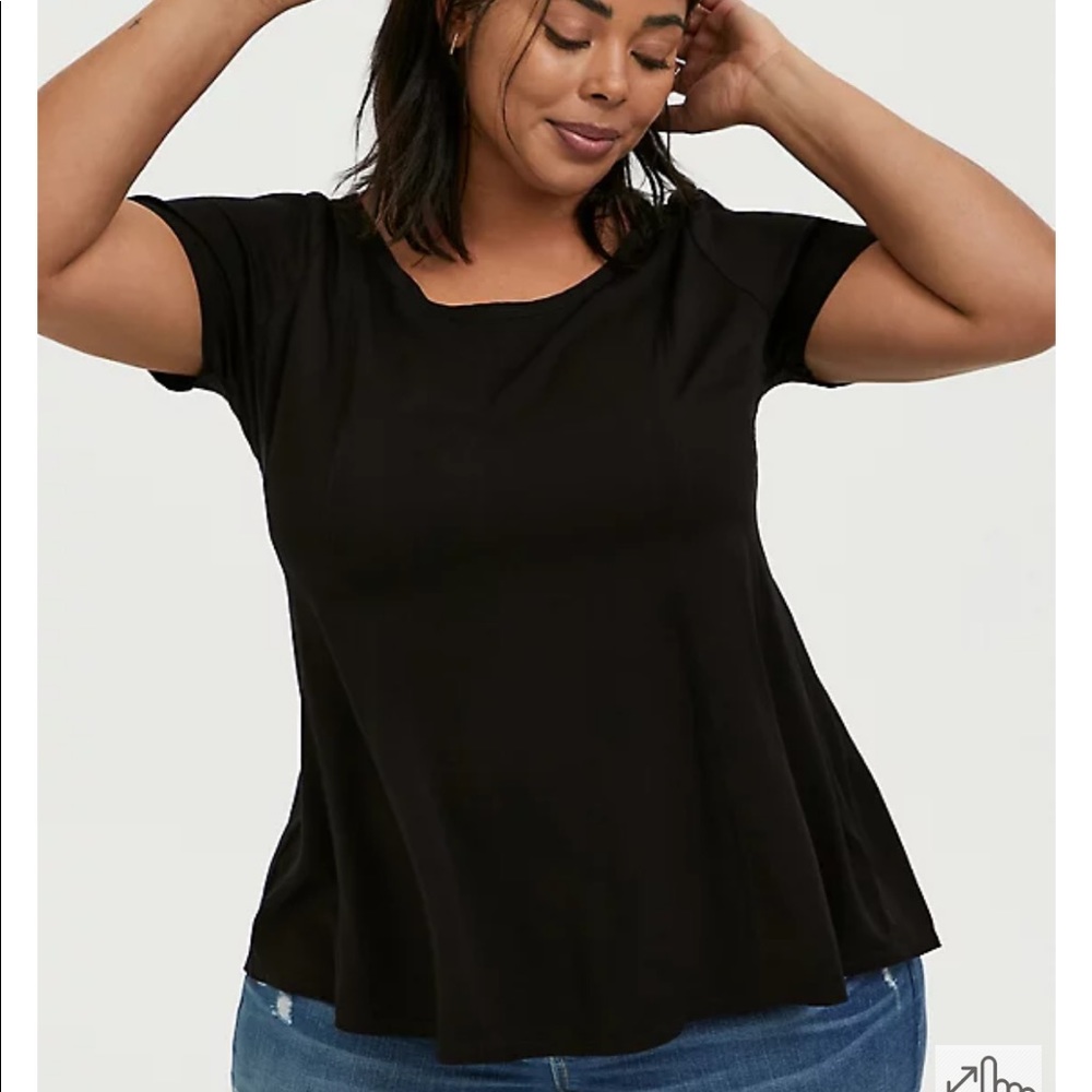 Torrid BLACK CHALLIS FIT & FLARE BLOUSE